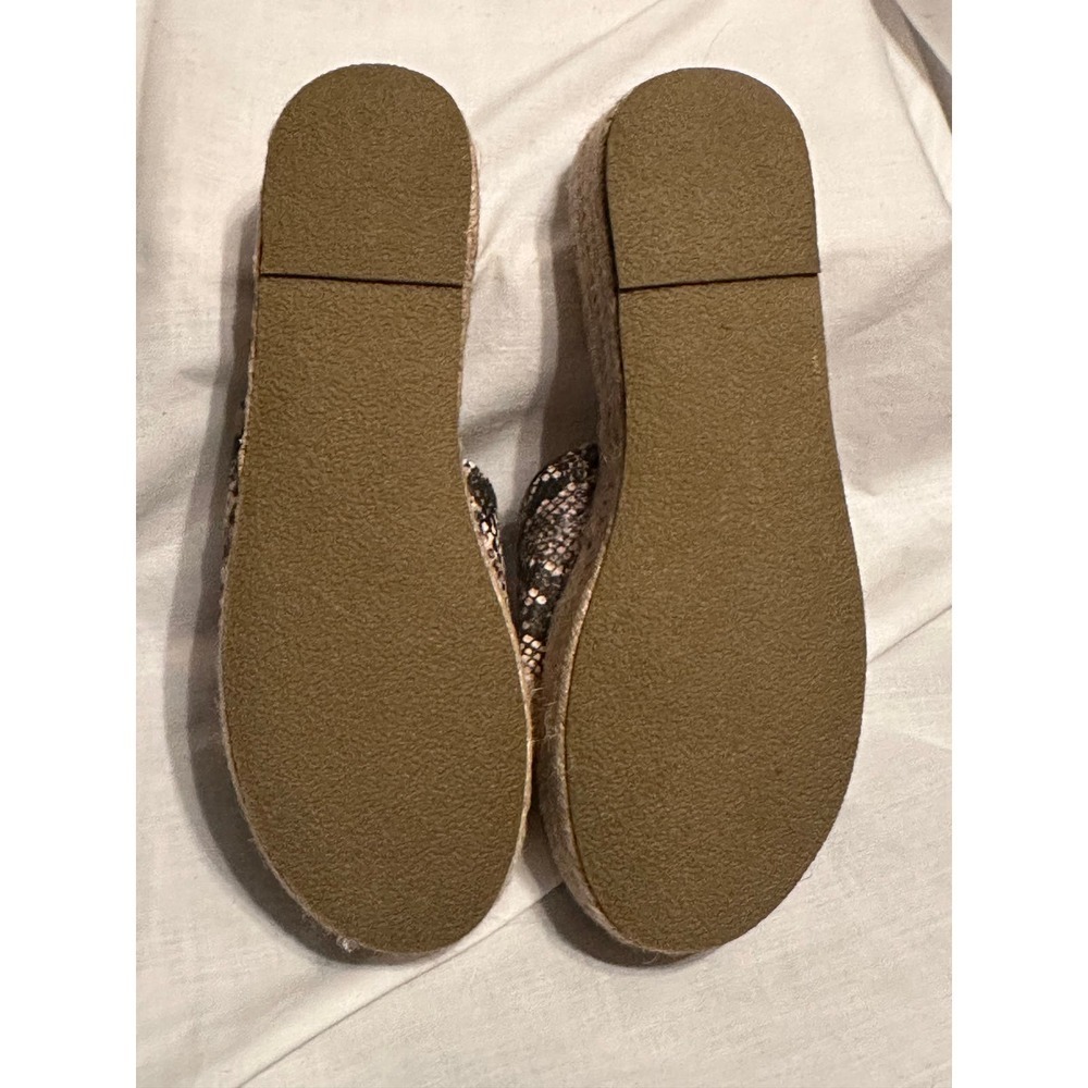 Camel Toes Flatform Espadrille Slide Mules Neutral Faux Snakeskin Sandals - Picture 4 of 14
